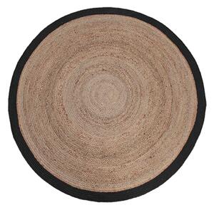 Přírodní/černý kulatý koberec Braos M z juty, 90x90 cm