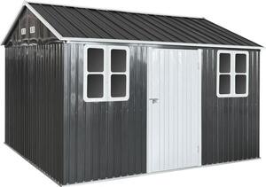 Kondela Plechový zahradní domek Gabko 360x310x250 cm - antracit / bílá