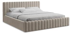 Taupe čalouněná dvoulůžková postel s úložným prostorem s roštem 180x200 cm Lemi – Makamii
