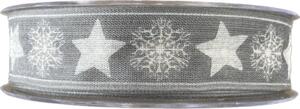 Vánoční stuha bavlněná GRANIT SNOWFLAKES 25mm x 20m (3,- Kč/m)