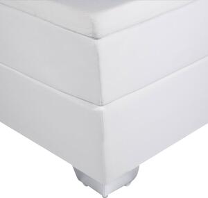 Kontinentální postel z umělé kůže 140 x 200 cm bílá PRESIDENT