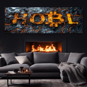 Obraz na plátně - Bitcoin HOBL HODL Lava FeelHappy.cz Velikost obrazu: 90 x 30 cm