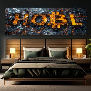 Obraz na plátně - Bitcoin HOBL HODL Lava FeelHappy.cz Velikost obrazu: 90 x 30 cm