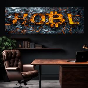 Obraz na plátně - Bitcoin HOBL HODL Lava FeelHappy.cz Velikost obrazu: 60 x 20 cm