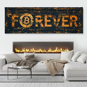 Obraz na plátně - Bitcoin Forever Dark Wood FeelHappy.cz Velikost obrazu: 60 x 20 cm