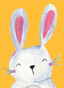 Ilustrace Woodland bunny on mustard, Laura Irwin