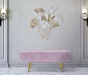 Sametová lavice Mauro Ferretti Oltas 102x40,5x42 cm, růžová/zlatá