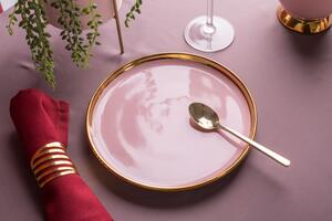 Porcelenový talíř se zlatým okrajem, 20 cm, Aurora Gold Barva: Růžová