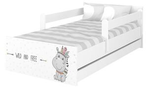 Dětská postel MAX - 160x80 cm - HROŠÍK INDIÁN - bílá