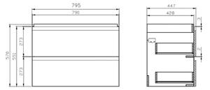Cersanit - SET skříňka + umyvadlo, bílý lesk, Moduo 80, S801-221-DSM