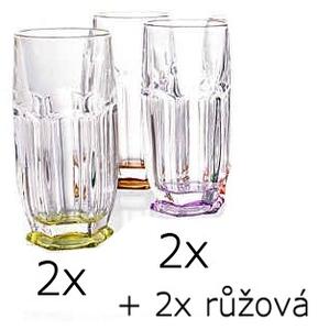 Crystalite Bohemia sklenice Safari barevné 300 ml, 6 ks - 2x růžová, 2x žlutá, 2x fialová