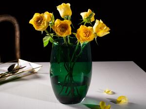 Altom Skleněná zelená váza na květiny, 19,5 cm, Orchideje