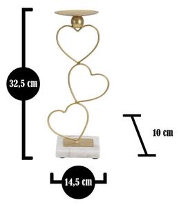 Zlatý stojan na svíčku Mauro Ferretti Love, 14,5x10x32,5 cm