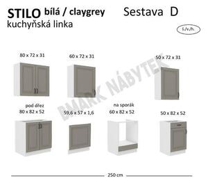 Kuchyňská linka STILO Sestava D 250 bílá / claygrey MDF