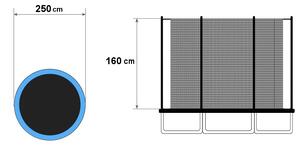 MULTISTORE Vnější ochranná síť na trampolínu 244-250cm 8FT - 6 sloupků černá