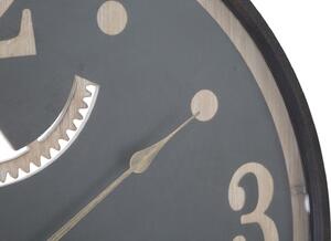 Nástěnné hodiny Mauro Ferretti Machine, 67x6,5 cm, černá/přírodní