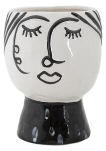 Porcelánová váza Mauro Ferretti Face, 14x18,2 cm, černá/bílá
