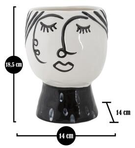 Porcelánová váza Mauro Ferretti Face, 14x18,2 cm, černá/bílá