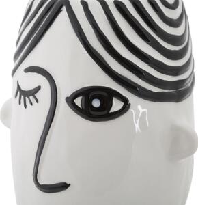 Porcelánová váza Mauro Ferretti Face III, 13,2x11,8x26,3 cm, černá/bílá