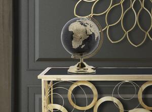 Podsvícený stolní dekorativní glóbus Mauro Ferretti Earth Big, 25x38 cm, černá/zlatá