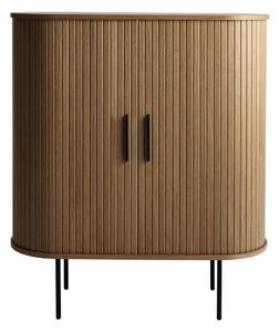 Hnědá vinotéka v dekoru dubu s posuvnými dveřmi 100x118x40 cm Nola – Unique Furniture