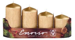 Emocio Adventní svíčky, drápané zlaté 40 mm