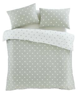 Bílé/zelené flanelové povlečení na dvoulůžko/prodloužené 230x220 cm Polka Dot – Catherine Lansfield