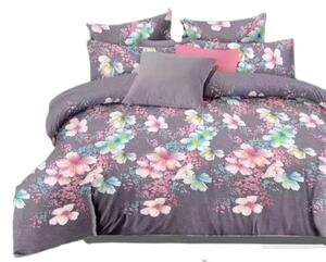 Bavlissimo 2-dílné povlečení menší květy šedá 140x200 na jednu postel