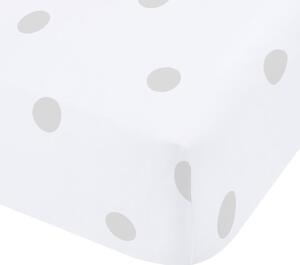 Bílé/šedé napínací flanelové prostěradlo 150x200 cm Polka Dot – Catherine Lansfield