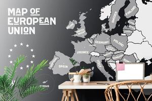 Tapeta černobílá mapa s názvy zemí EU