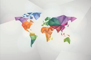 Samolepící tapeta barevná mapa světa ve stylu origami