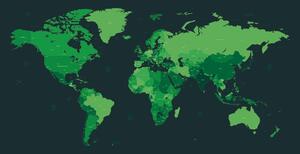 Tapeta detailní mapa světa v zelené barvě