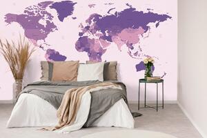 Samolepící tapeta detailní mapa světa ve fialové barvě