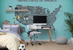 Samolepící tapeta naučná mapa USA s modrým pozadím