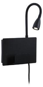 Nástěnná Svítidla Paulmann, Halina USB, Černá, Ložnice, Kov, Moderní