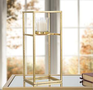 Zlatý stojan na svíčku Mauro Ferretti Poda XL, 15x15x35 cm