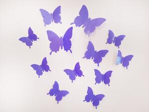 3D dekorace na zeď motýli světle fialová 12 ks šíře 6 x 10 cm, šíře 6 x 5 cm