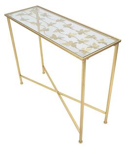 Zlatý konzolový stolek Mauro Ferretti Butterflies, 100x35x80 cm