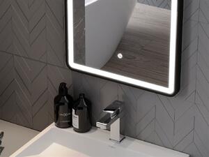 Mexen Coro, LED koupelnové zrcadlo s podsvícením a černým rámem 45x120 cm, 6000K, ochrana proti zamlžování, 9817-045-120-611-70