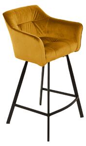 Hořčicově žlutá sametová barová židle Lavio, 100 cm