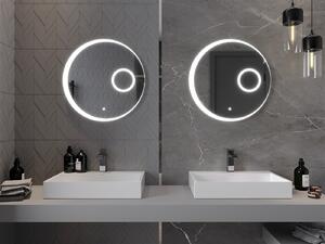 MEXEN - Ella koupelnové LED zrcadlo s kosmetickým zrcátkem, kulaté 60 cm, LED 6000K, ochrana proti zamlžování - 9811-060-060-611-00