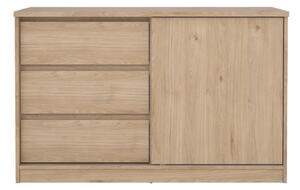 Komoda v dekoru dubu s posuvnými dveřmi v přírodní barvě 119x76x50 cm Naia – Tvilum