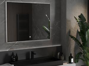 Mexen Erma, LED koupelnové zrcadlo s podsvícením a černým rámem 100x80 cm, 6000K, ochrana proti zamlžování, 9814-100-080-611-70