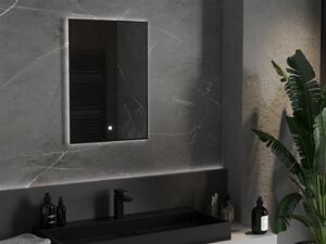 Mexen Erma, LED koupelnové zrcadlo s podsvícením a černým rámem 50x70 cm, 6000K, ochrana proti zamlžování, 9814-050-070-611-70