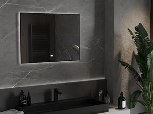 Mexen Erma, LED koupelnové zrcadlo s podsvícením a černým rámem 80x60 cm, 6000K, ochrana proti zamlžování, 9814-080-060-611-70