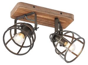 Stropní Lampa Lindby, Rutger, stmívatelné, Dřevo, Obývací pokoj, Dřevo, Vintage