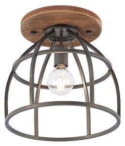 Stropní Lampa Lindby, Rutger, stmívatelné, Černá, Obývací pokoj, Dřevo, Vintage
