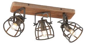 Stropní Lampa Lindby, Rutger, stmívatelné, Dřevo, Obývací pokoj, Dřevo, Vintage