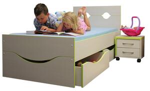 Bradop Dětská postel CASPER C108, 90×200, úsměv | Provedení: DBG - DUB BORDEAUX GRAFIT
