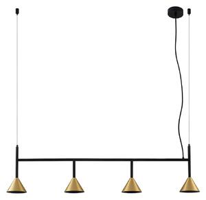 Závěsná svítidlo Lucande, Kartio, stmívatelné, Černá, Obývací pokoj, Kov, Design